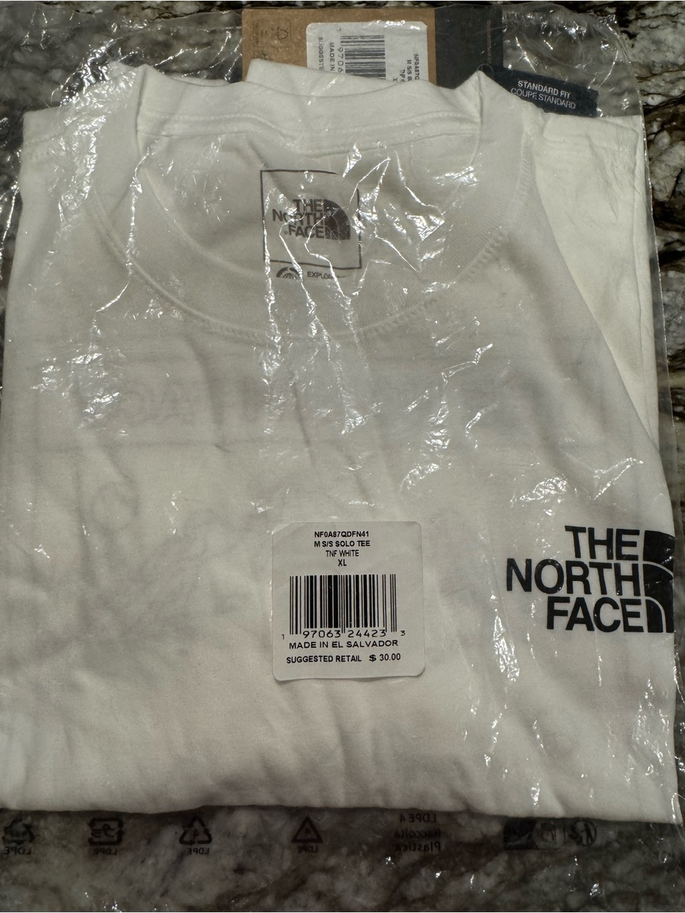 NWT The North Face Men's White Logo Tee - Classic Crew Neck XL